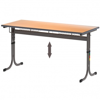Zweierschülertisch, 130x55 cm (B/T), Platte: Melamin, PU-Kante, höhenverstellbar, Zweierschülertisch, 130x55 cm (B/T), Platte: Melamin, PU-Kante, höhenverstellbar,